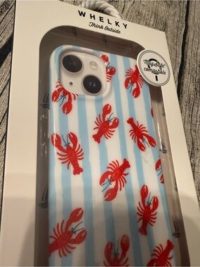 Red Lobster Stripe iPhone Case - Blue & White Stripes